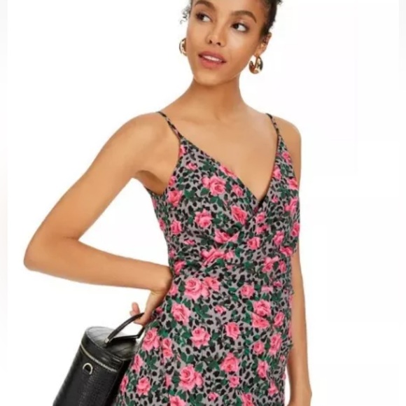 NEW Betsey Johnson Midi Dress Leopard Cheetah Print with Roses Sz 16 NWT - Picture 4 of 16